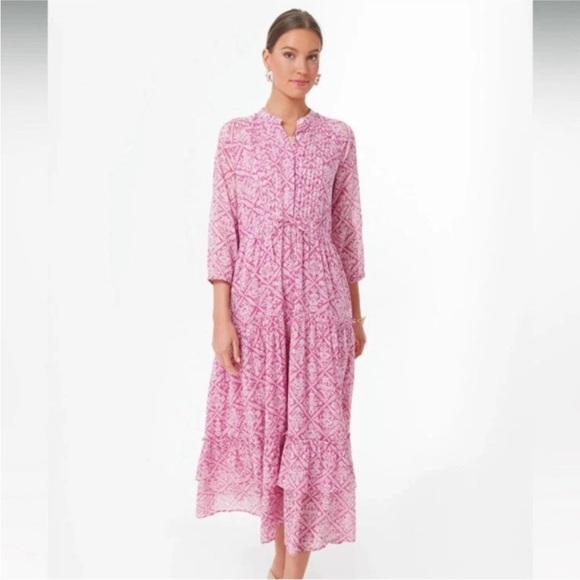 Banjanan Sachet Bazaar Maxi Dress Button Gauze Flowy Tiered Cottage Beach Small - Picture 3 of 14